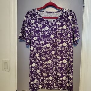 NWOT Blair Purple and white flowered Tunic medium